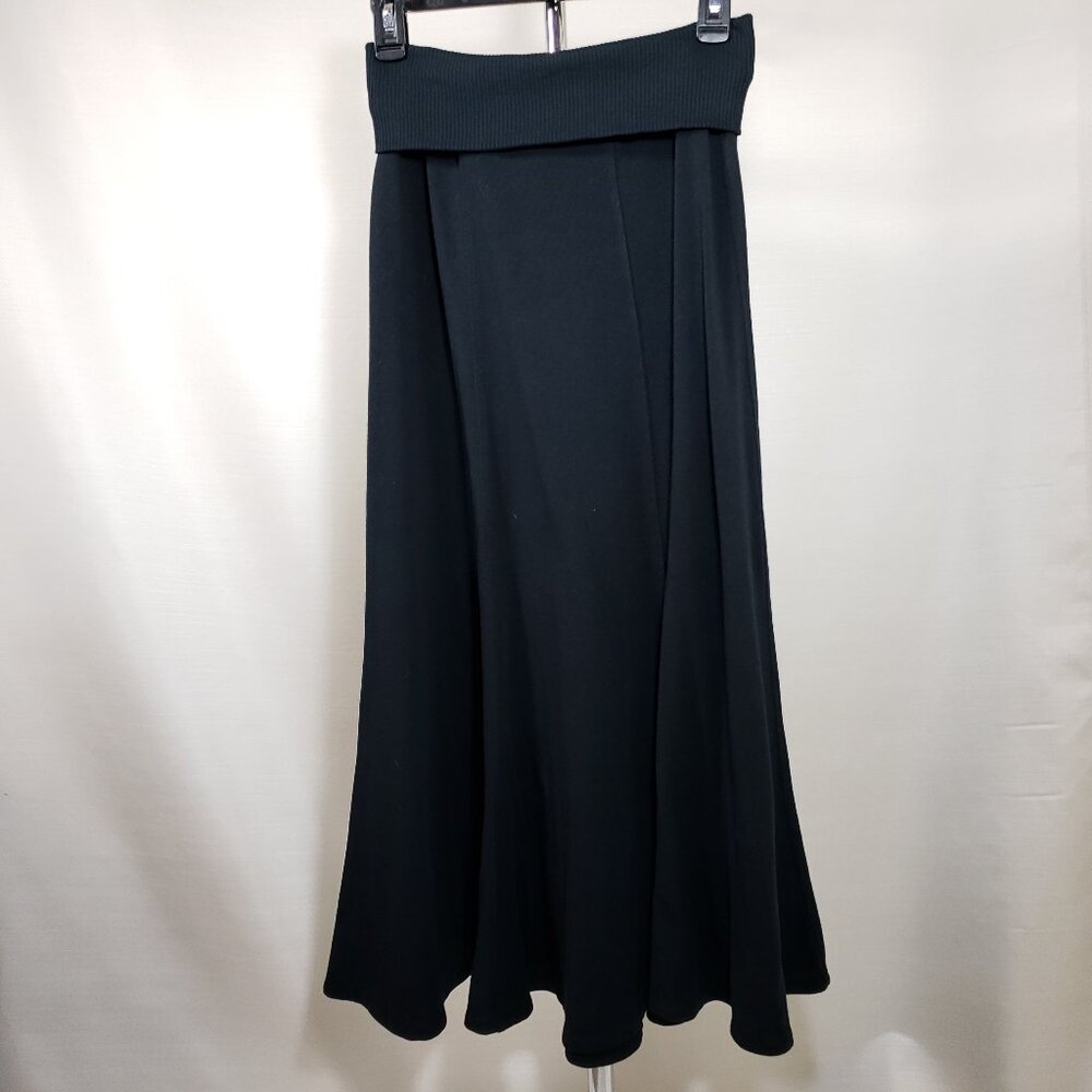 CABI Y2K Vtg Womens Black foldover waist Black Long Cotton maxi skirt Size XS
